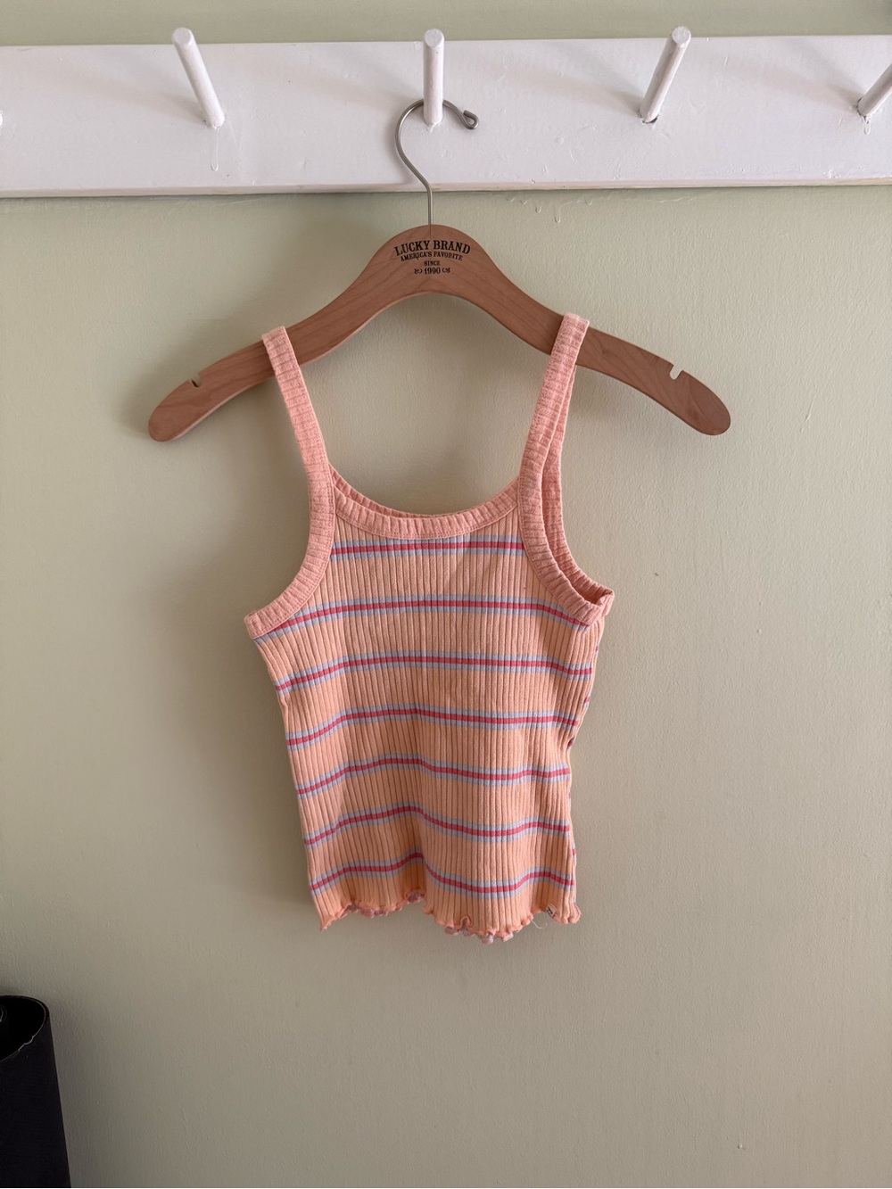 Billabong Peach Striped Ribbed Tank Top
